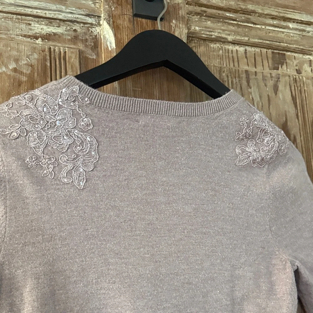 Jenny Yoo Mauve Embroidered Sweater Blouse - Picture 5 of 10